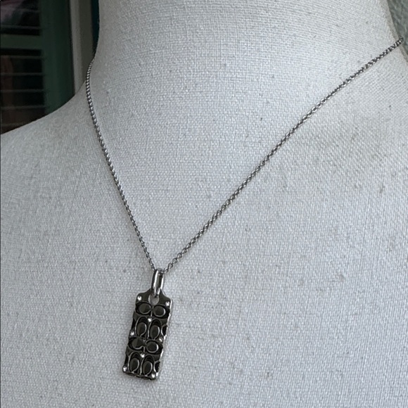 Coach silver rhinestone hang tag necklace - NWOT - Picture 4 of 9